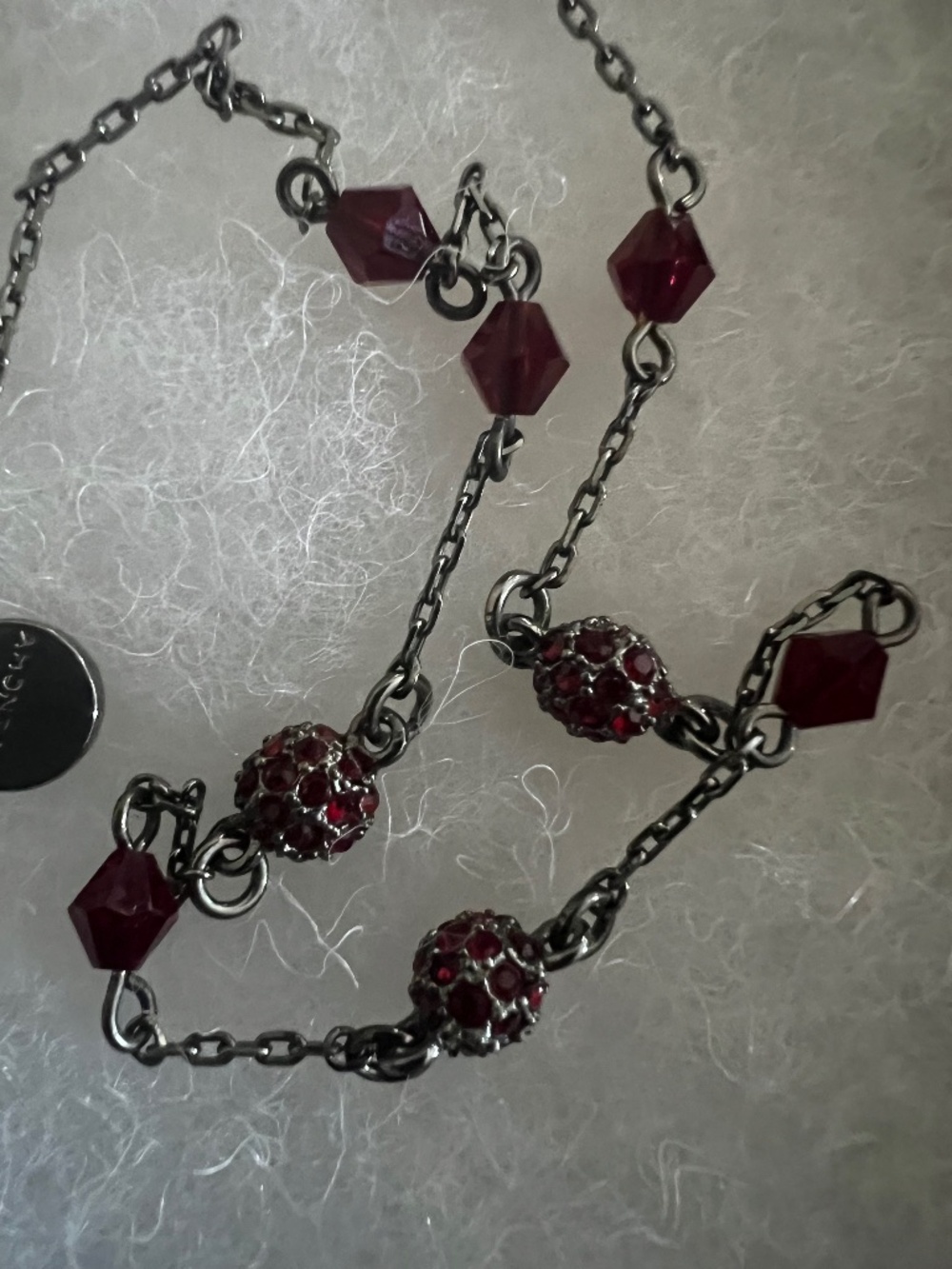 Givenchy necklace with red crystals 16” Authentic